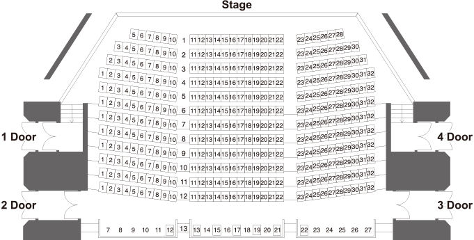 Seating chart: First floor seating (Front)